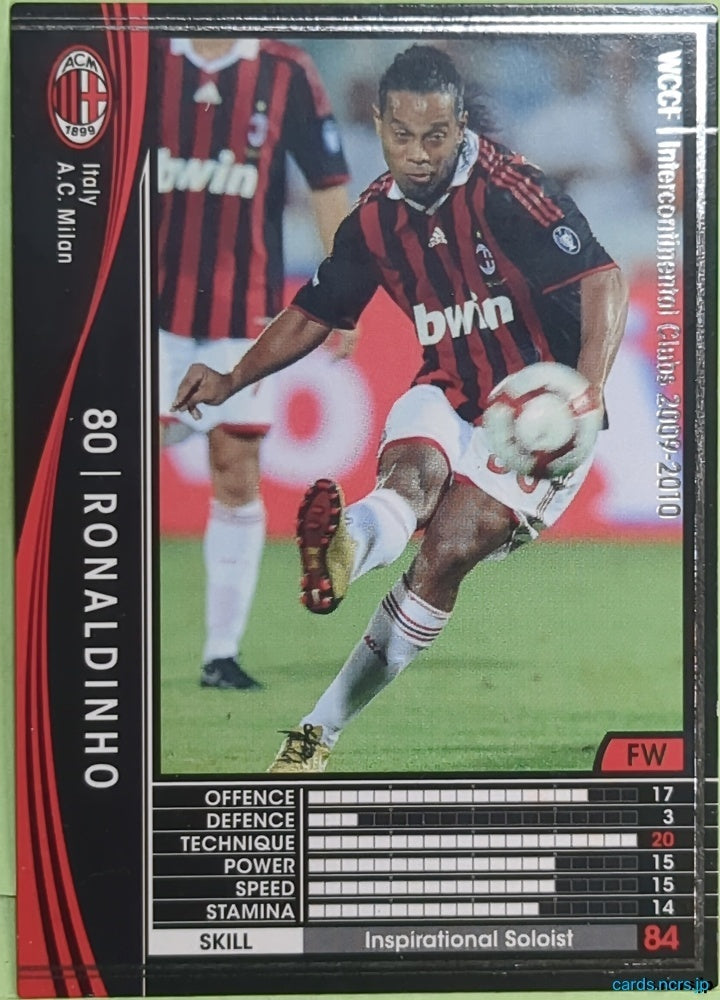 Panini WCCF Football WCCF/2009-2010-224/384 N Ronaldinho Trading Card EX