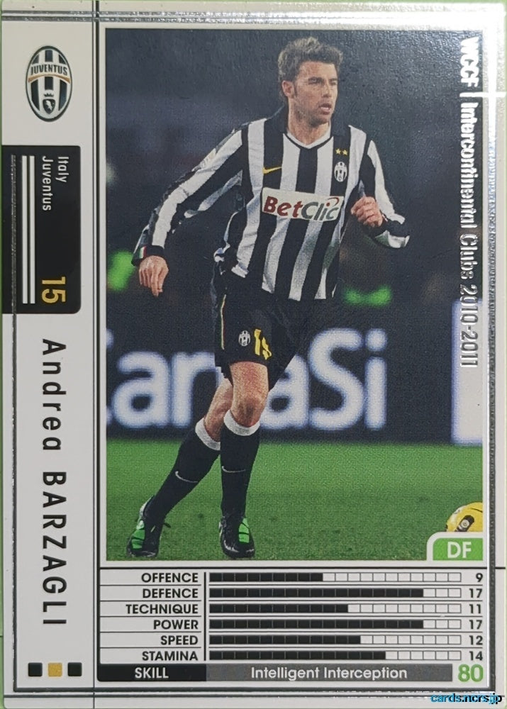 Panini WCCF Football WCCF/2010-2011-A02/48 N Andrea Barzagli Trading Card EX