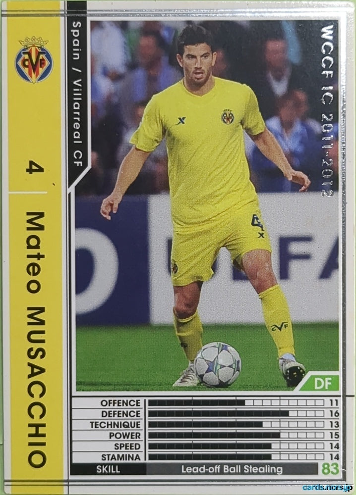 Panini WCCF Football WCCF/2011-2012-358/384 N Mateo Musacchio Trading Card EX