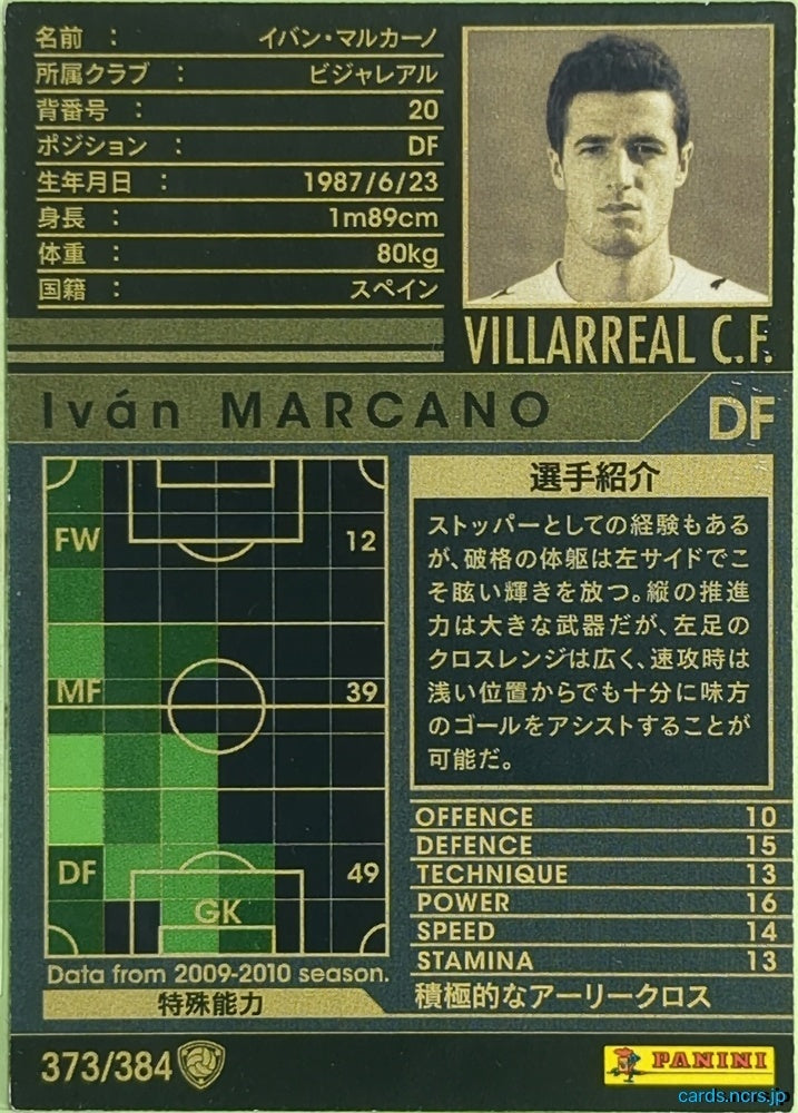 Panini WCCF Football WCCF/2009-2010-373/384 N Iván MARCANO Trading Card EX