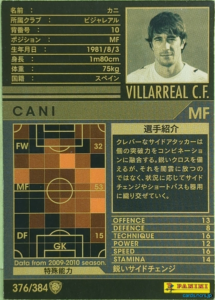 Panini WCCF Football WCCF/2009-2010-376/384 N Santiago Cañizares Trading Card EX