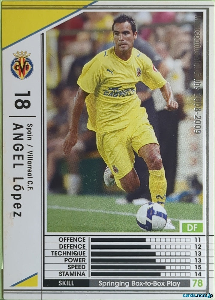 Panini WCCF Football WCCF/2008-2009-338/352 N Angel Lopez Trading Card EX