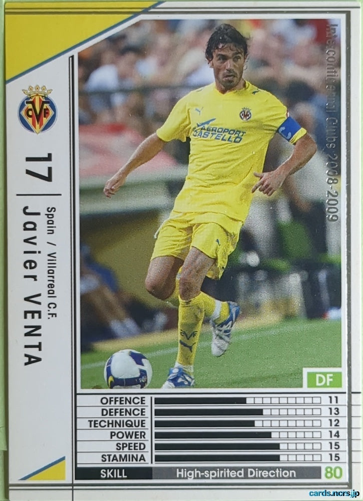 Panini WCCF Football WCCF/2008-2009-342/352 N Javier VENTA Trading Card EX