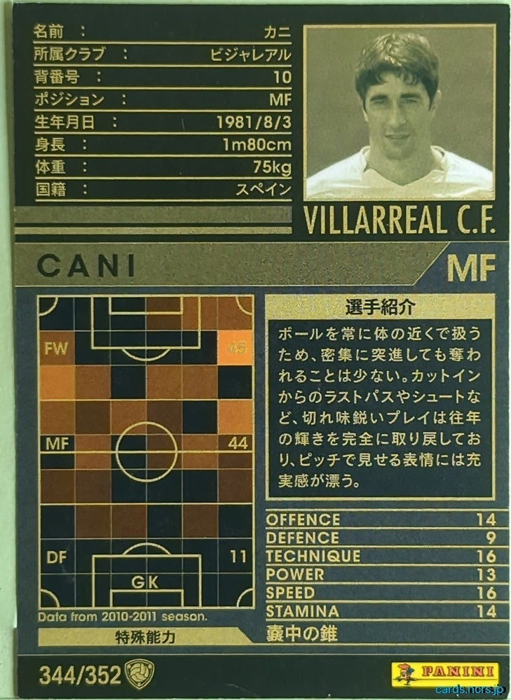 Panini WCCF Football WCCF/2010-2011-344/352 N CANI Trading Card EX