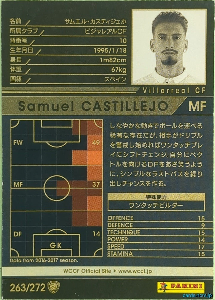 Panini WCCF Football WCCF/2017-2018-263/272 N Samuel CASTILLEJO Trading Card EX