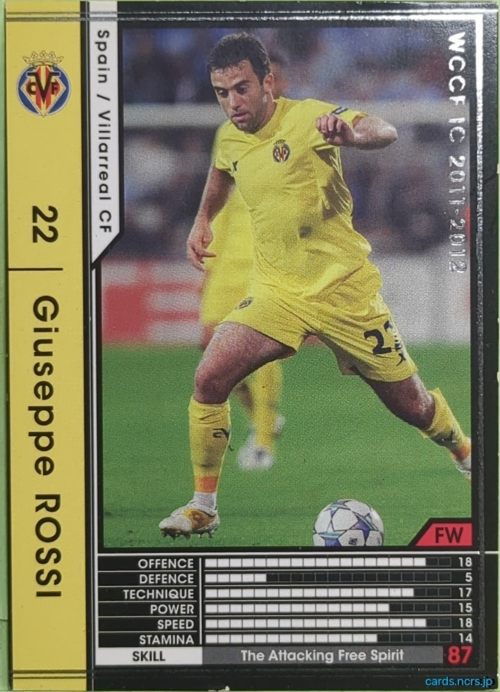 Panini WCCF Football WCCF/2011-2012-367/384 N Giuseppe ROSSI Trading Card EX