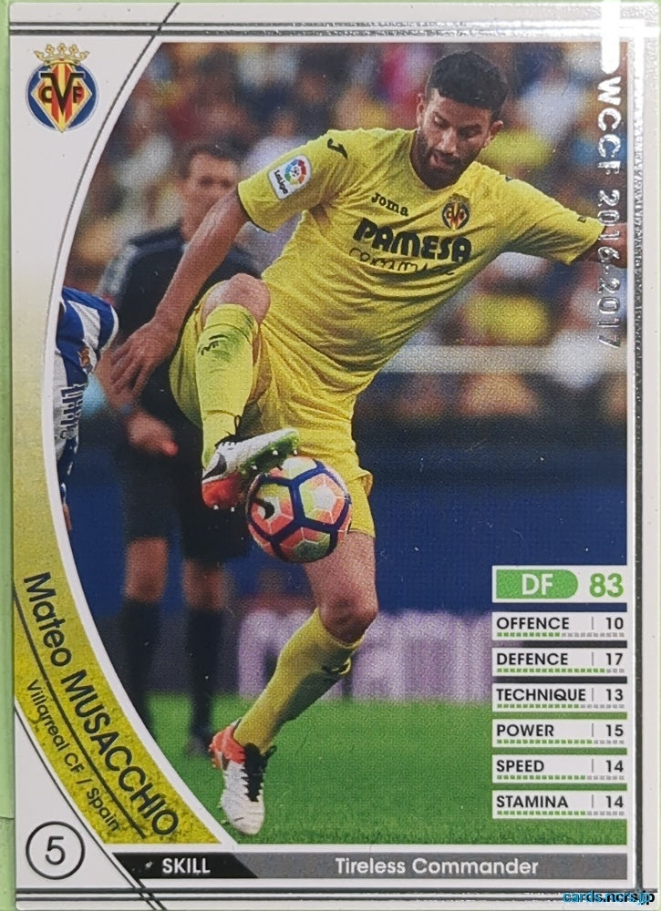 Panini WCCF Football WCCF/2016-2017-356/389 N Mateo Musacchio Trading Card EX