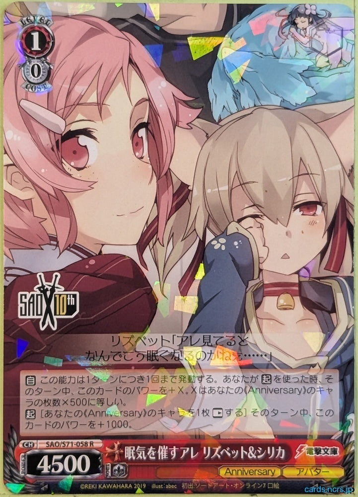 Weiss Schwarz Sword Art Online SAO/S71-058R R Lizbeth Trading Card NM