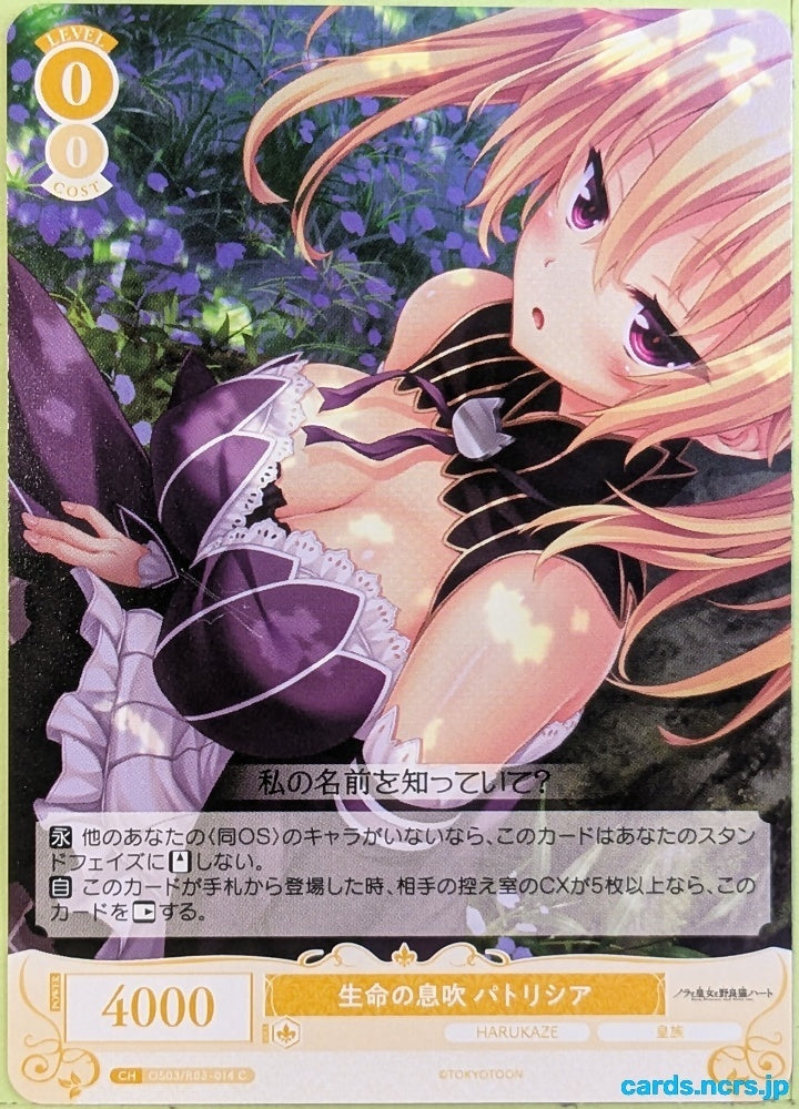 Weiss Schwarz Rose Nora, Princess, and Stray Cat OS03/R03-014C C Patricia of End Trading Card NM