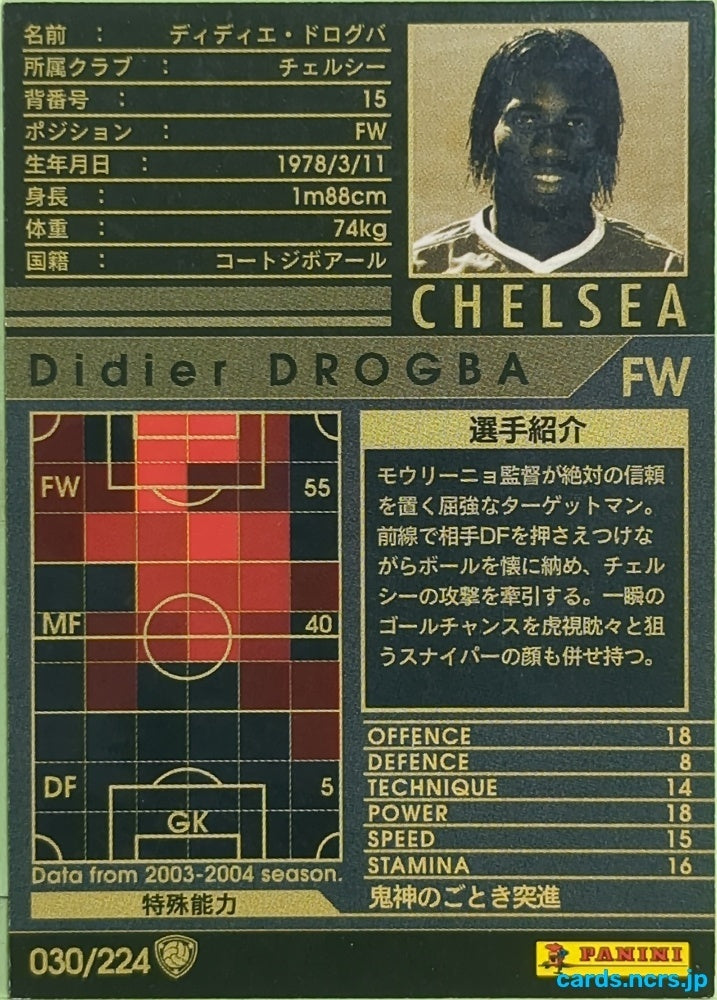 Panini WCCF Football WCCF/2004-2005-030/224 N Didier Drogba Trading Card EX