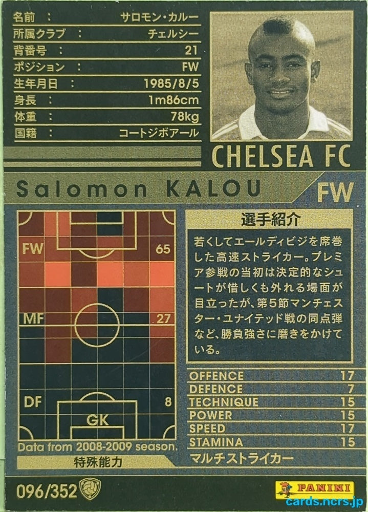 Panini WCCF Football WCCF/2008-2009-096/352 N Salomon KALOU Trading Card EX