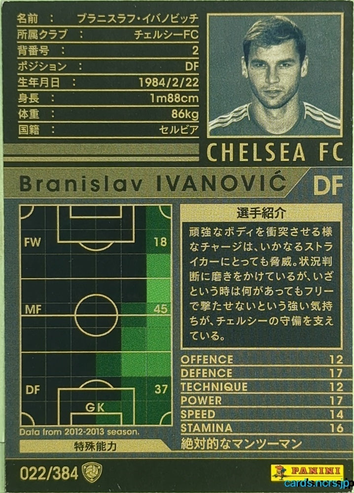 Panini WCCF Football WCCF/2012-2013-022/384 N Branislav Ivanović Trading Card EX