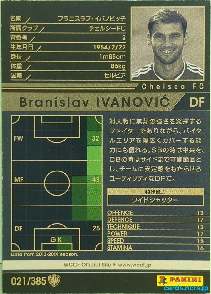 Panini WCCF Football WCCF/2013-2014-021/385 N Branislav Ivanović Trading Card EX