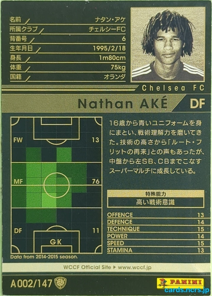 Panini WCCF Football WCCF/2014-2015-A002/147 N Nathan Aké Trading Card EX