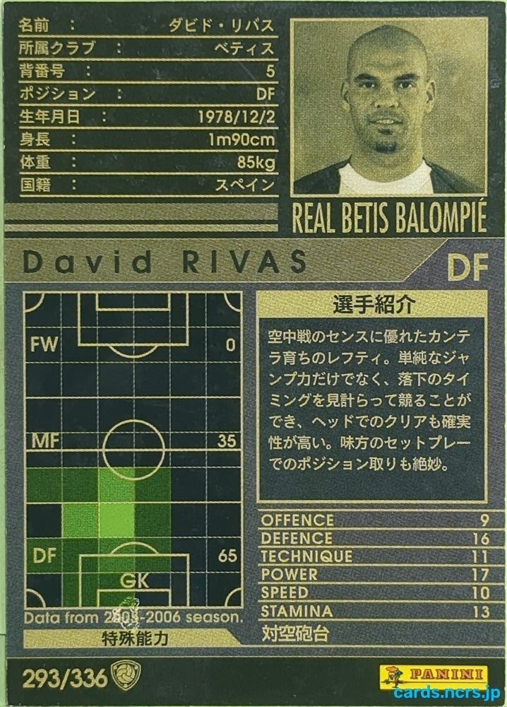 Panini WCCF Football WCCF/2005-2006-293/336 N David RIVAS Trading Card EX