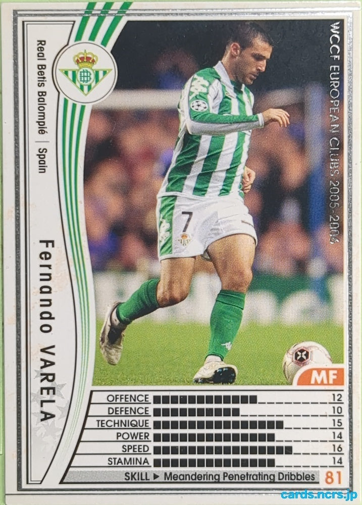 Panini WCCF Football WCCF/2005-2006-302/336 N Fernando Varela Trading Card EX