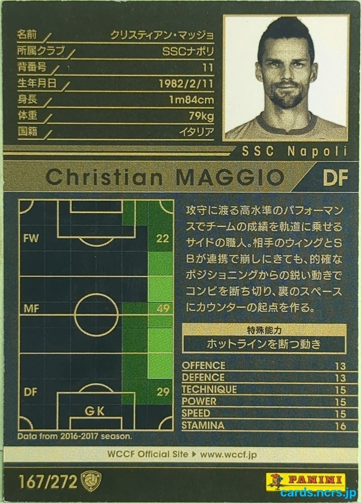 Panini WCCF Football WCCF/2017-2018-167/272 N Christian Maggio Trading Card EX