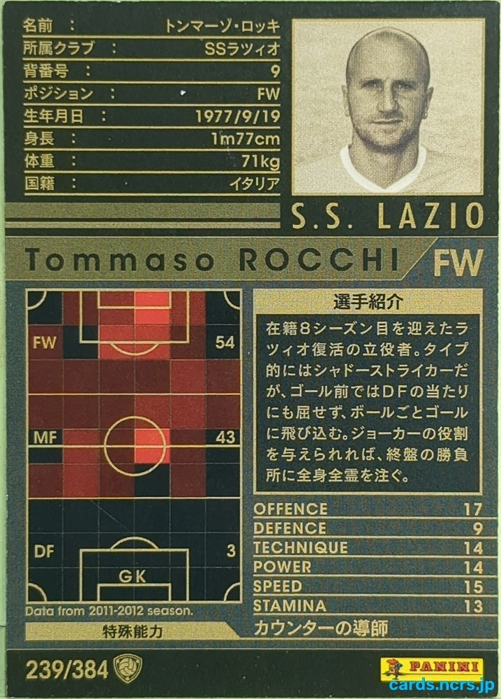 Panini WCCF Football WCCF/2011-2012-239/384 N Tommaso Rocchi Trading Card EX