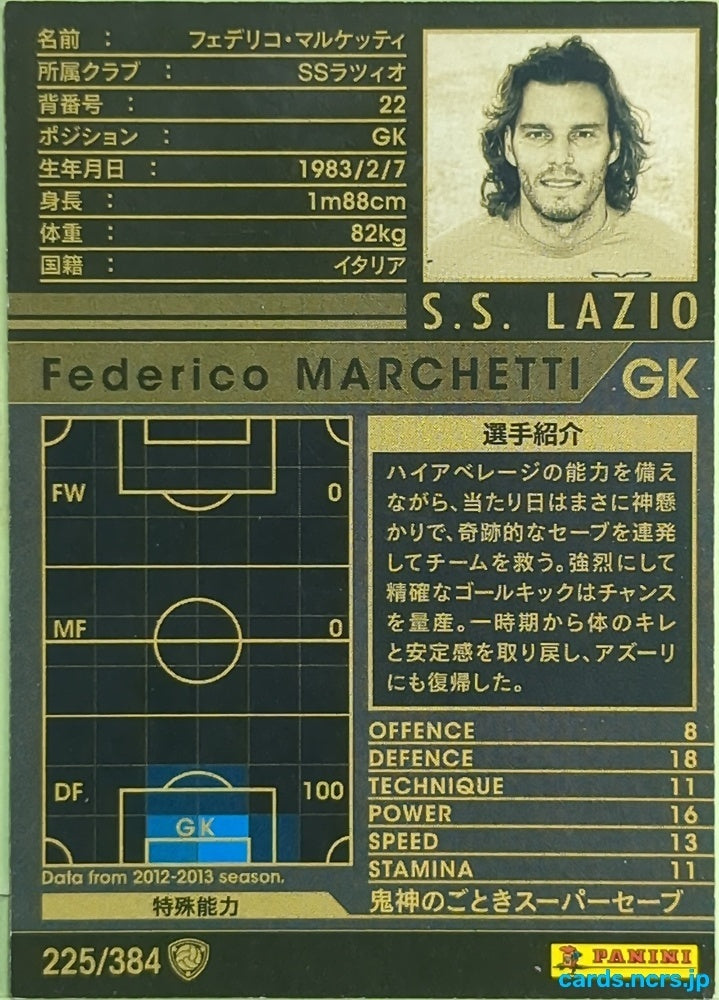 Panini WCCF Football WCCF/2012-2013-225/384 N Federico Marchetti Trading Card EX