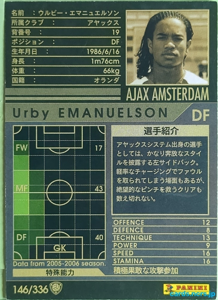 Panini WCCF Football WCCF/2005-2006-146/336 N Urby Emanuelson Trading Card EX