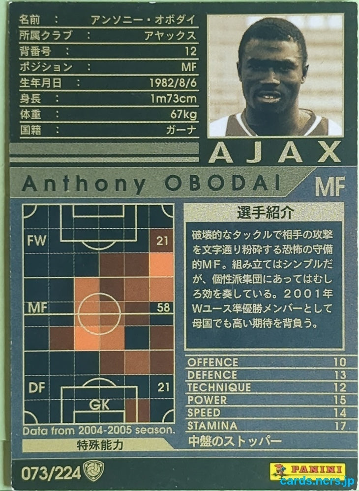 Panini WCCF Football WCCF/2004-2005-073/224 N Anthony OBODAI Trading Card EX