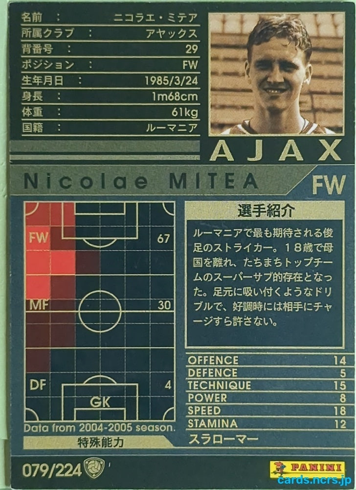 Panini WCCF Football WCCF/2004-2005-079/224 N Nicolae Mitea Trading Card EX