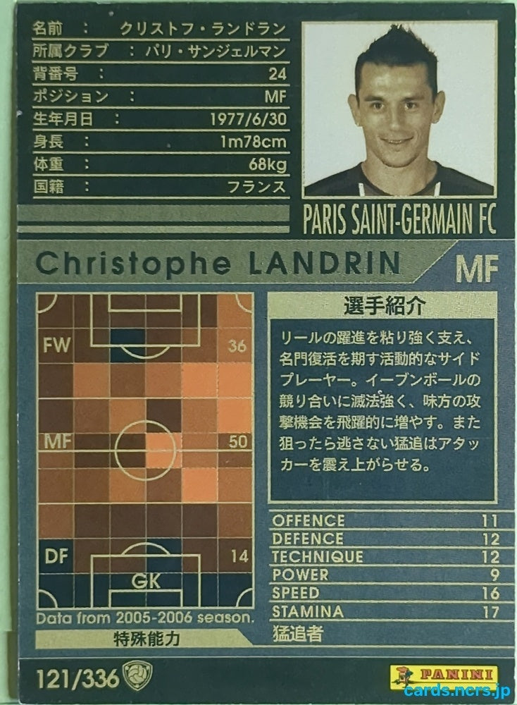 Panini WCCF Football WCCF/2005-2006-121/336 N Christophe LANDRIN Trading Card EX