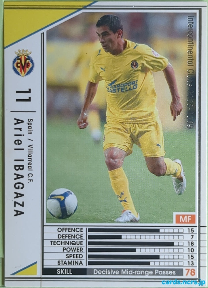 Panini WCCF Football WCCF/2008-2009-346/352 N Ariel IBAGAZA Trading Card EX