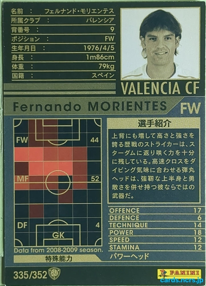 Panini WCCF Football WCCF/2008-2009-335/352 N Fernando Morientes Trading Card EX