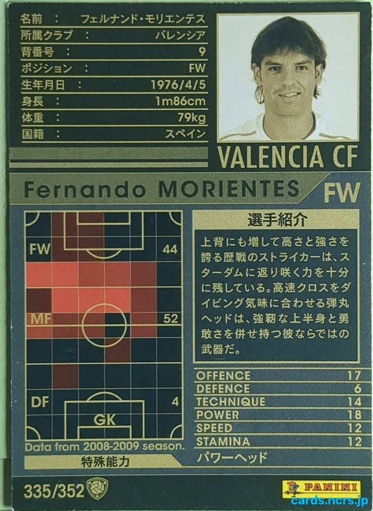 Panini WCCF Football WCCF/2005-2009-335/352 N Fernando Morientes Trading Card EX