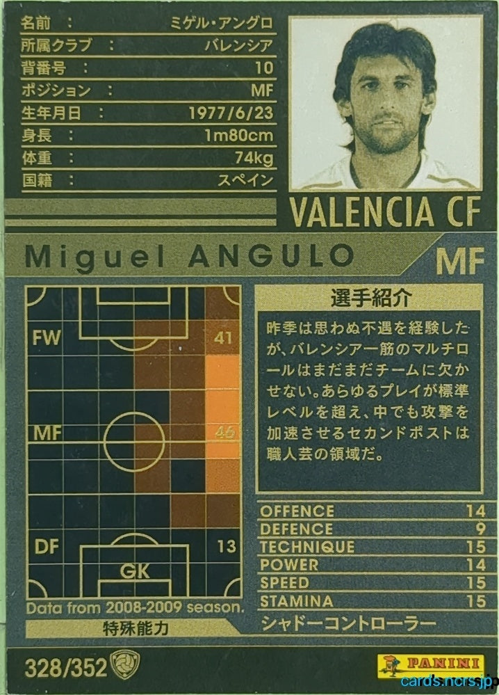 Panini WCCF Football WCCF/2008-2009-328/352 N Miguel ANGULO Trading Card EX