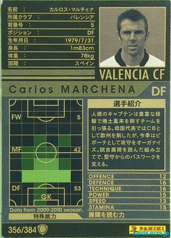 Panini WCCF Football WCCF/2009-2010-356/384 N Carlos Marchena López Trading Card EX