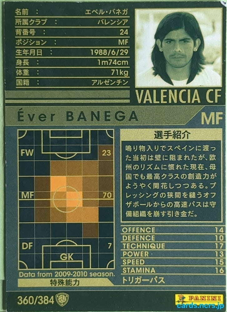 Panini WCCF Football WCCF/2009-2010-360/384 N Éver Banega Trading Card EX