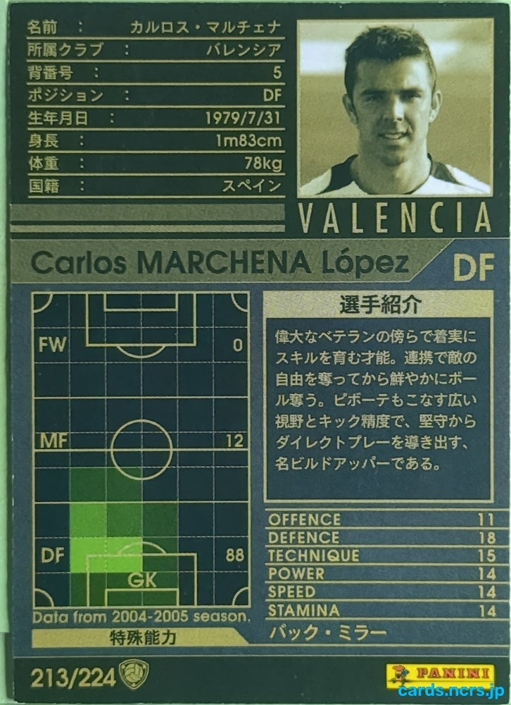 Panini WCCF Football WCCF/2004-2005-213/224 N Carlos Marchena López Trading Card EX