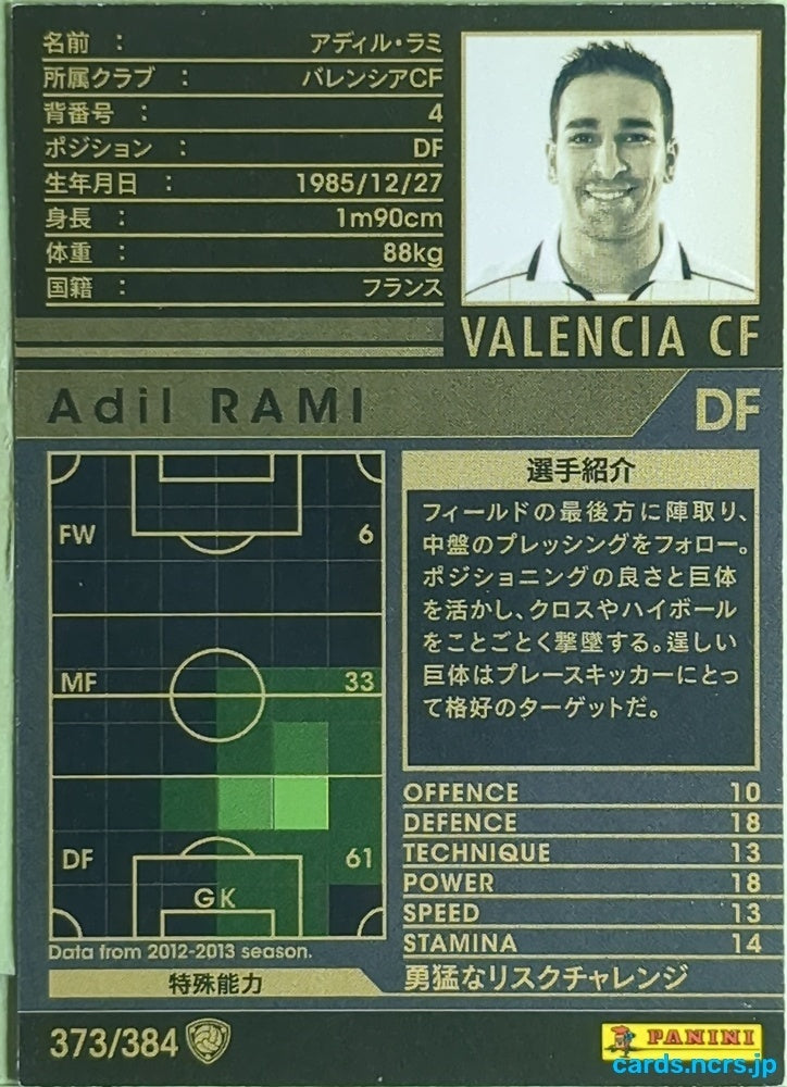Panini WCCF Football WCCF/2012-2013-373/384 N Adil Rami Trading Card EX