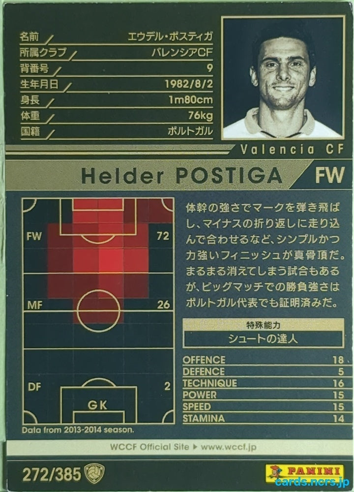 Panini WCCF Football WCCF/2013-2014-272/385 N Helder Postiga Trading Card EX