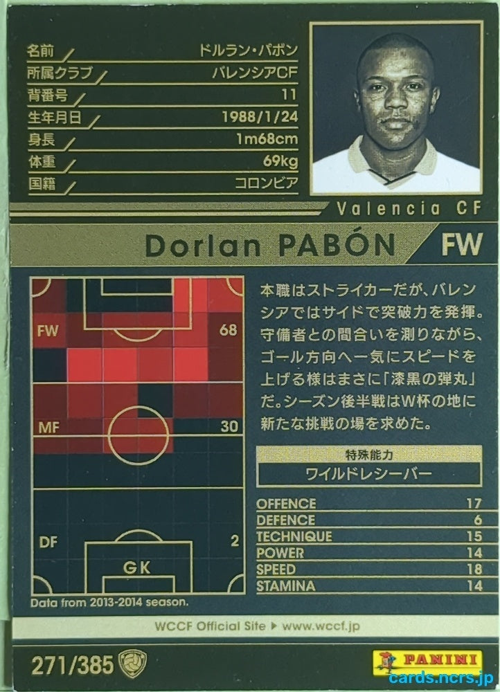 Panini WCCF Football WCCF/2013-2014-271/385 N Dorlan Pabon Trading Card EX