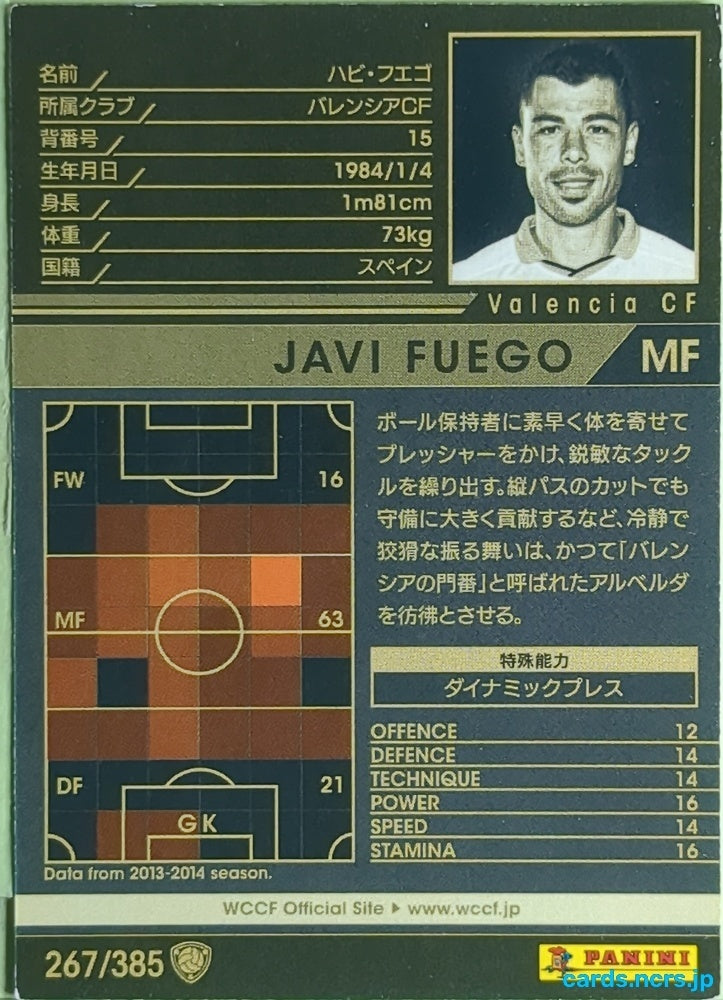 Panini WCCF Football WCCF/2013-2014-267/385 N Javi Fuego Trading Card EX