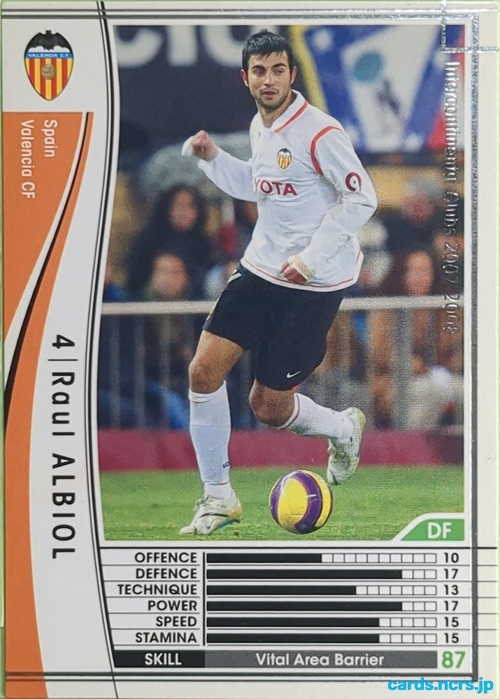 Panini WCCF Football WCCF/2007-2008-322/336 N Raul Albiol Trading Card EX