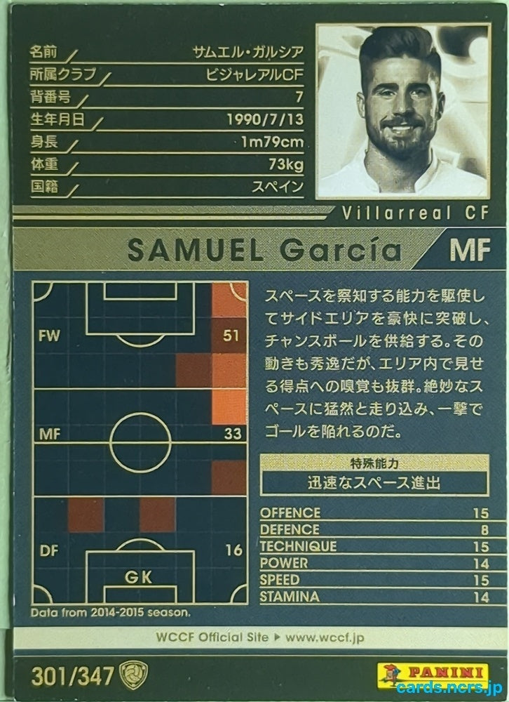 Panini WCCF Football WCCF/2014-2015-301/347 N Samuel Garcia Trading Card EX
