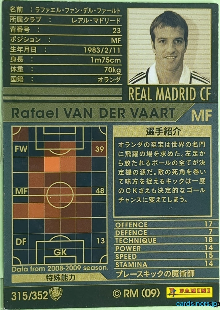 Panini WCCF Football WCCF/2008-2009-315/352 N Rafael Van der Vaart Trading Card EX