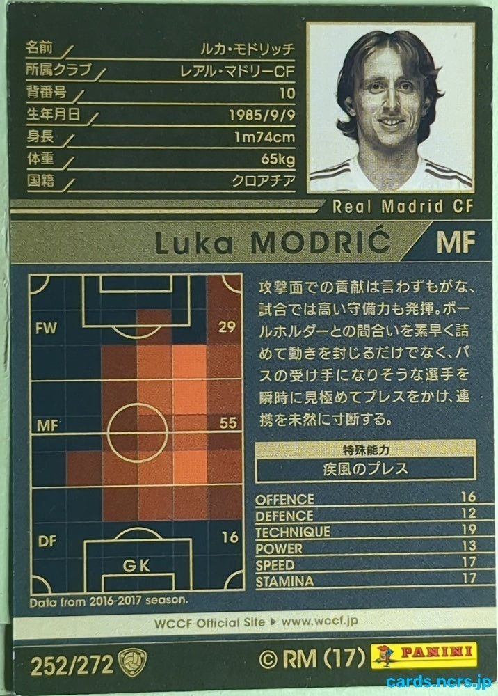Panini WCCF Football WCCF/2017-2018-252/272 N Luka MODRIĆ Trading Card EX