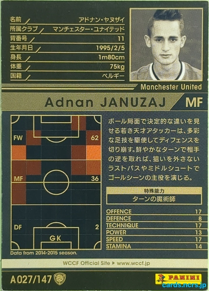 Panini WCCF Football WCCF/2014-2015-A027/147 N Adnan Januzaj Trading Card EX