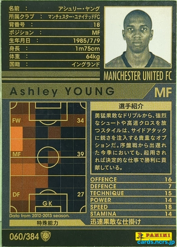 Panini WCCF Football WCCF/2012-2013-060/384 N Ashley Young Trading Card EX