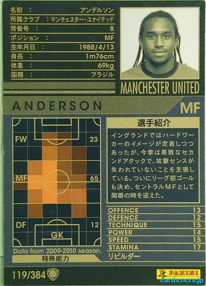 Panini WCCF Football WCCF/2009-2010-119/384 N Anderson Trading Card EX