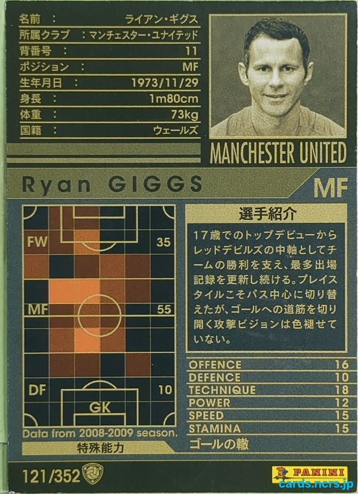 Panini WCCF Football WCCF/2005-2009-121/352 N Ryan Giggs Trading Card EX