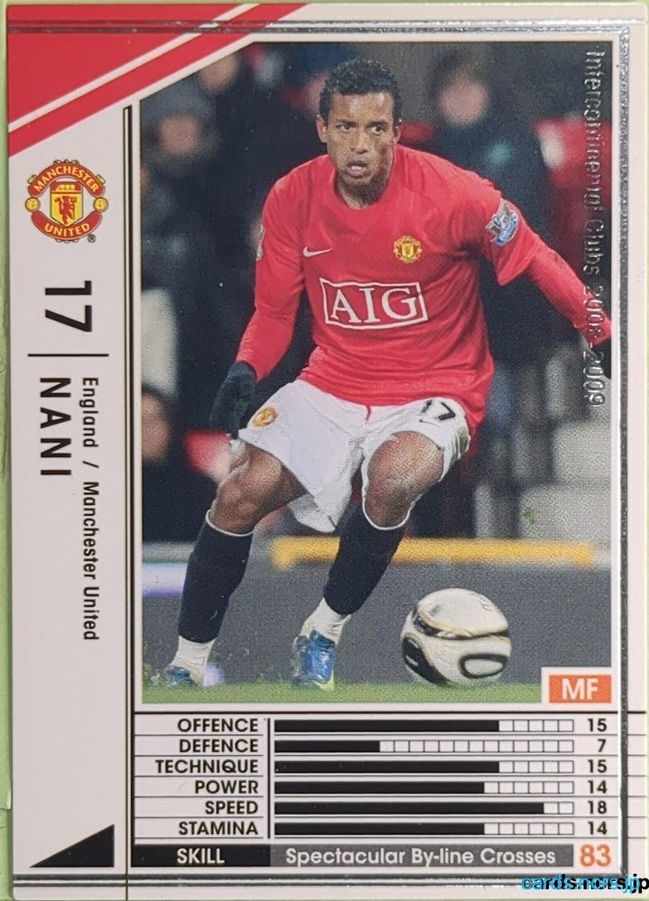 Panini WCCF Football WCCF/2008-2009-122/352 N Nani Trading Card EX