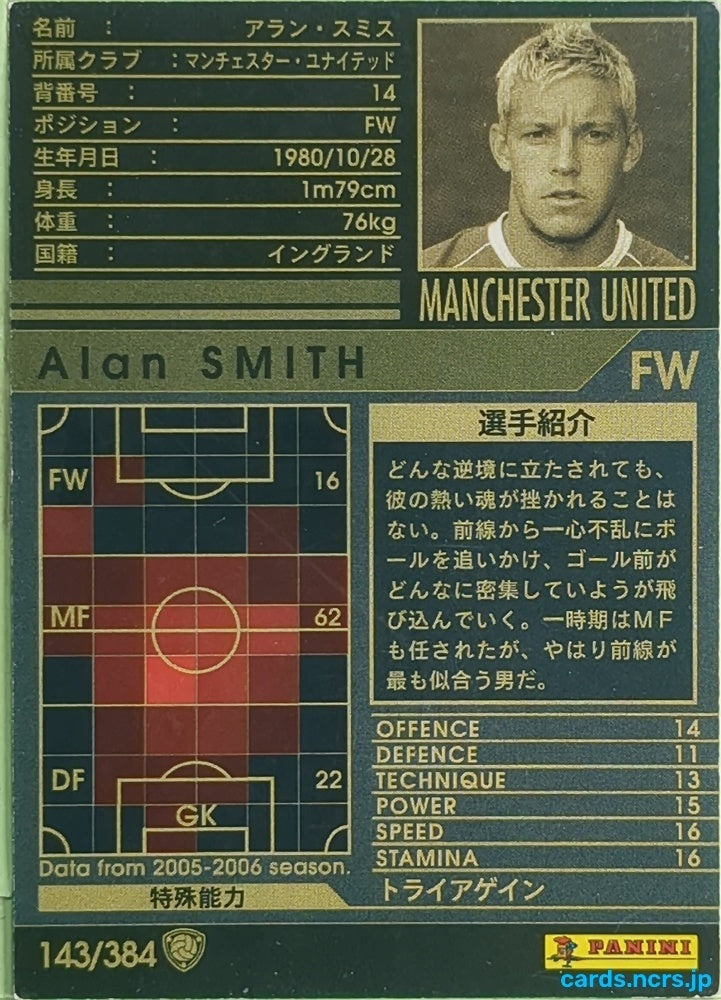 Panini WCCF Football WCCF/2006-2007-143/384 N Alan Smith Trading Card EX