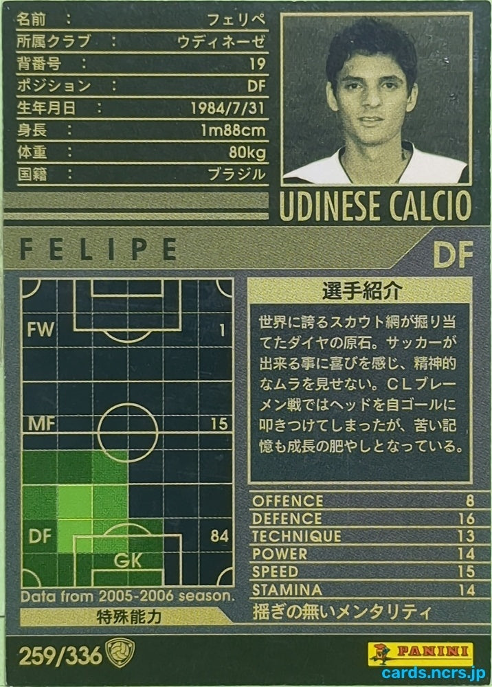 Panini WCCF Football WCCF/2005-2006-259/336 N Felipe Anderson Trading Card EX