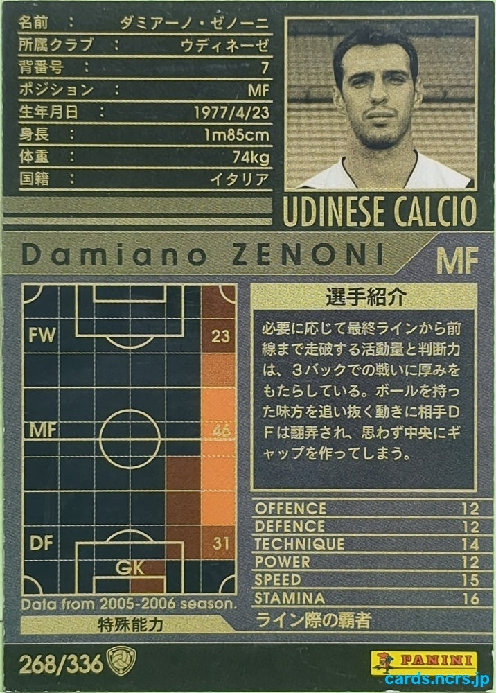 Panini WCCF Football WCCF/2005-2006-268/336 N Damiano Zenoni Trading Card EX